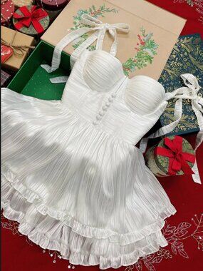 Adeirlina White Ruffled Tie-Shoulder Party Dress